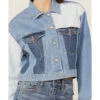 Driftwood Women's Colorblock Cropped Denim Jean Jacket
