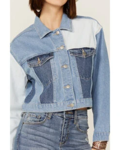 Driftwood Women's Colorblock Cropped Denim Jean Jacket