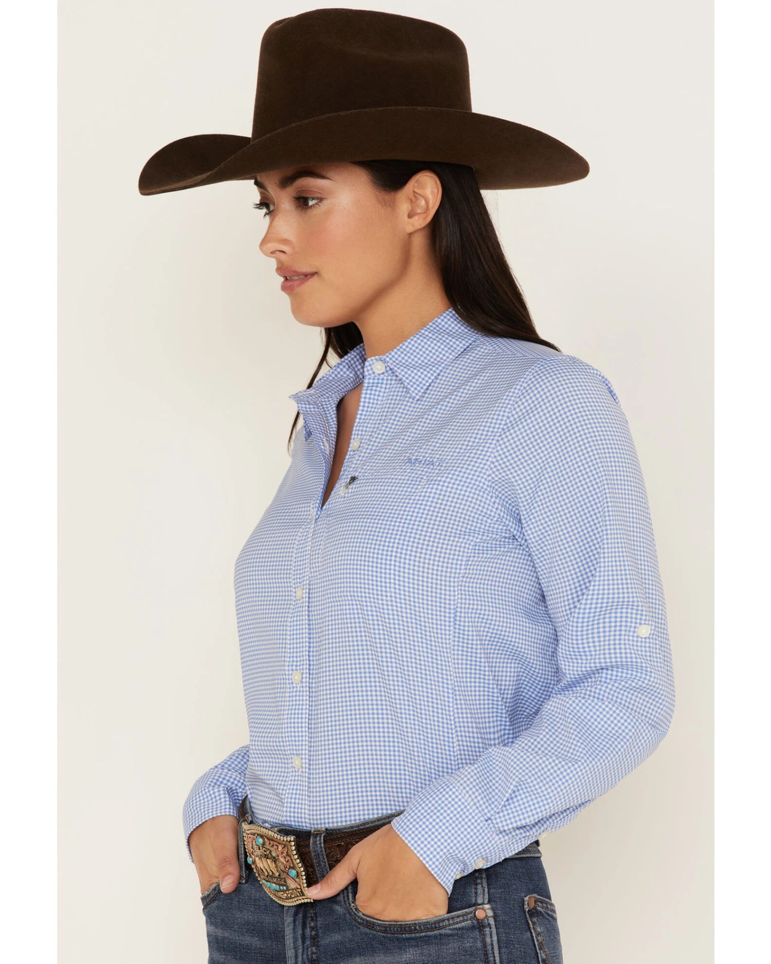Ariat Women's Gingham Print Long Sleeve Button Down VentTEK Stretch Shirt