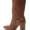 Free People Women's Dakota Heel Studded Leather Western Boots - Pointed Toe