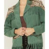 Double D Ranch Women's Chrome Fringe Animal Print Suede Jacket