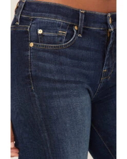 7 For All Mankind Women's Medium Wash Mid Rise Dojo Trouser Flare Jeans