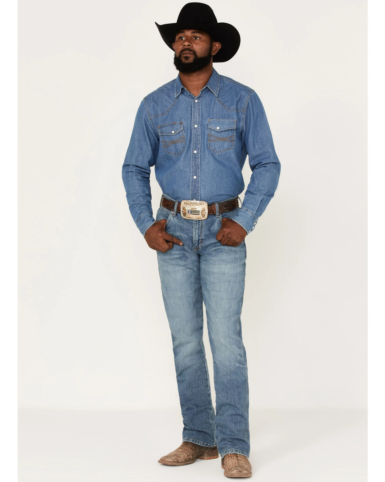 Wrangler Retro Green Men's Valley Light Wash Stretch Slim Bootcut Jeans