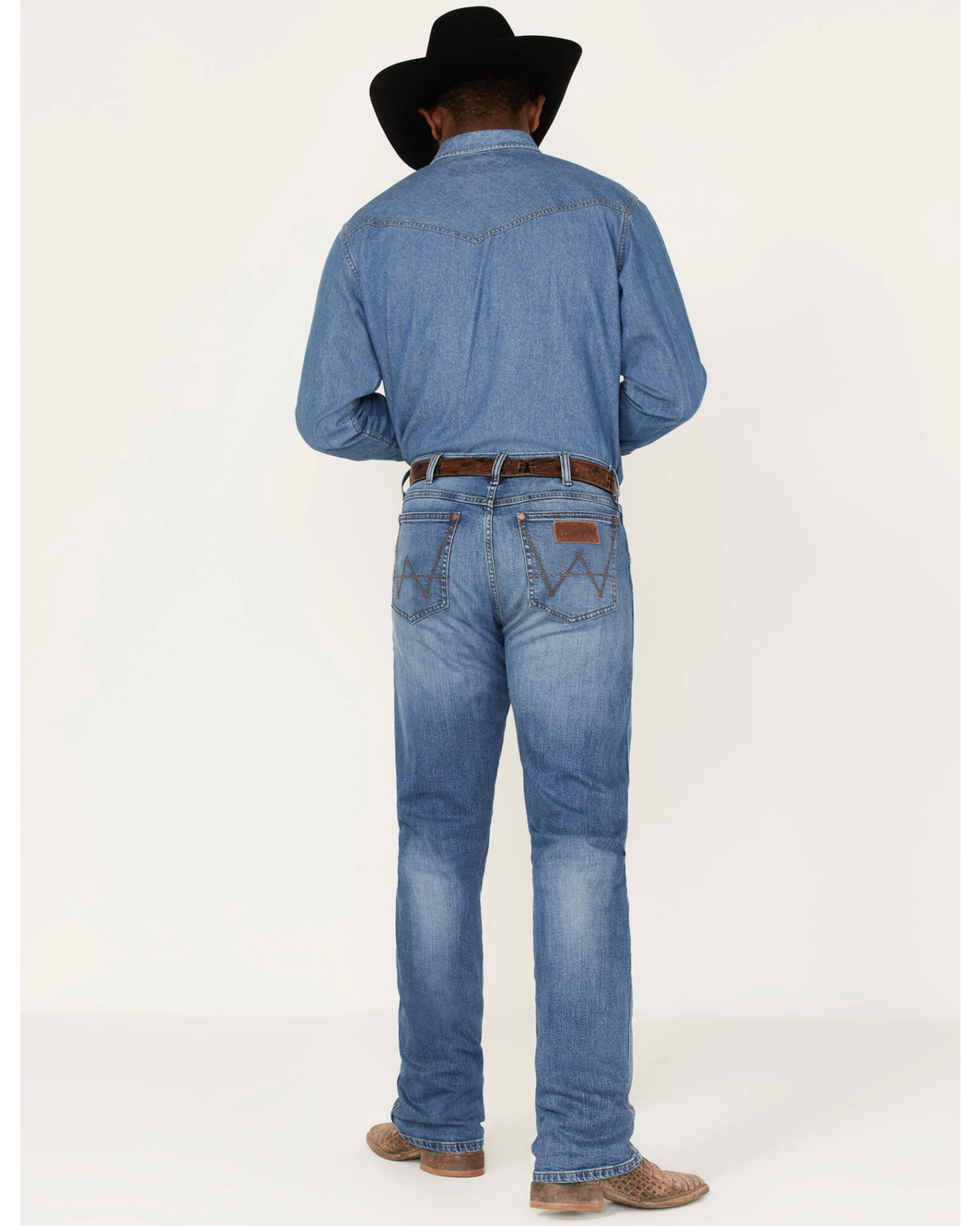 Wrangler Retro Men's Llano Light Medium Wash Stretch Slim Bootcut Jeans - Image 4