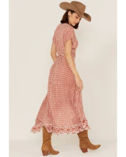 Talisman Women's Palm Springs Print Short Sleeve Maxi Wrap Dress