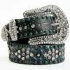 Shyanne Women's Silver Distressed Croc Turquoise & Rhinestone Bling Belt