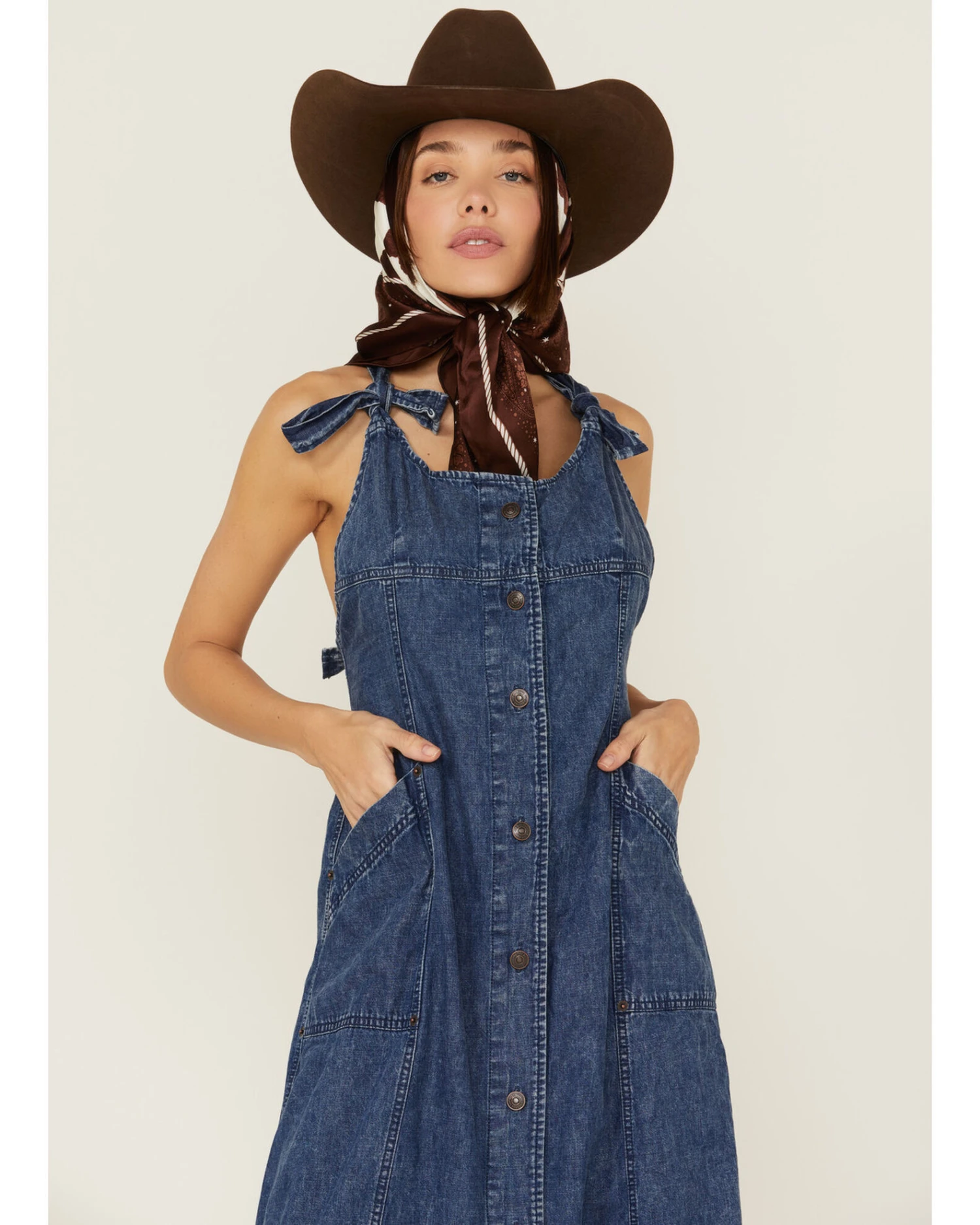 Free People Women's Time After Time Denim Midi Dress - Image 4