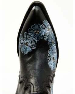 Carborca Silver By Liberty Black Women's Loren Tonal Floral Embroidered Western Fashion Booties - Pointed Toe
