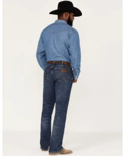 Wrangler Retro Green Men's Antique Dark Wash Stretch Slim Bootcut Jeans