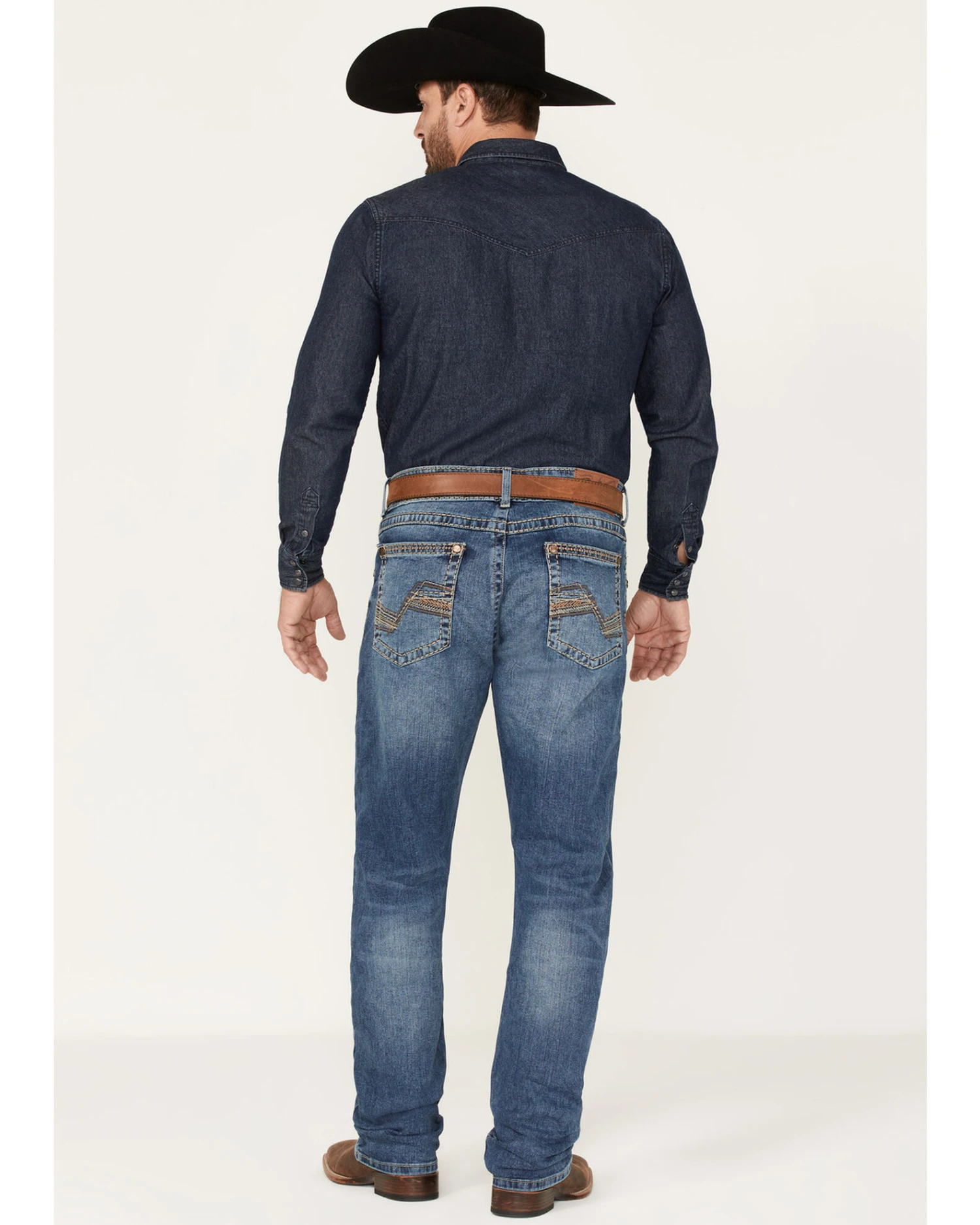 Rock 47 By Wrangler Men's Ash Medium Wash Stretch Slim Straight Jeans - Image 4