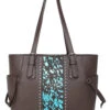 Trinity Ranch Women's Hair-On Turquoise Cowhide Leather Tote Bag