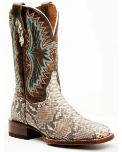 Dan Post Women's Back Cut Natural Python Exotic Western Boot - Broad Square Toe