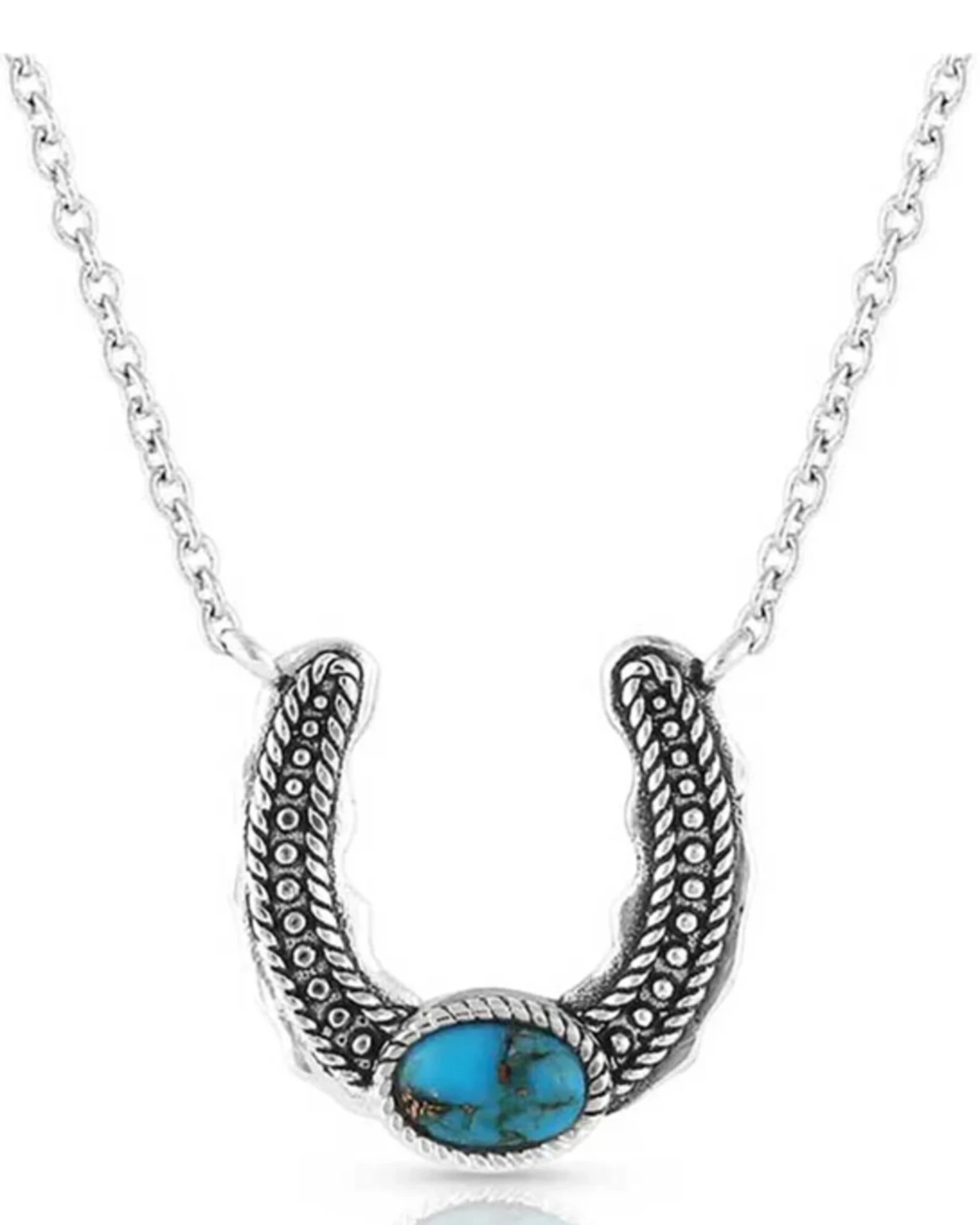 Montana Silversmiths Women's Not Shy Turquoise Horseshoe Necklace - Image 2