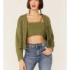 Callahan Women's Sage Olive Cable Lu Cardigan & Tank Set