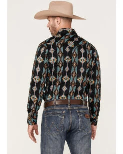 Rock & Roll Denim Men's Vertical Southwestern Print Long Sleeve Snap Western Shirt