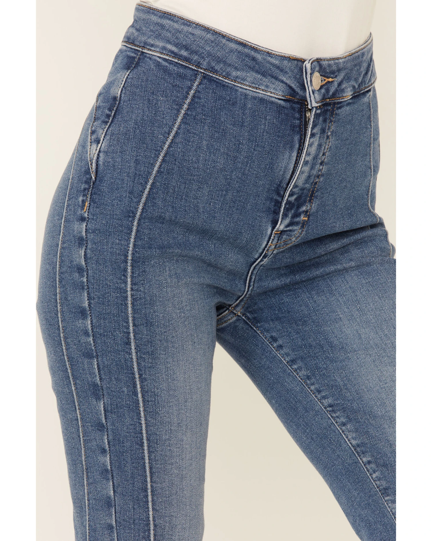 Free People Women's Medium Wash Cross My Heart Slim Straight Jeans - Image 4