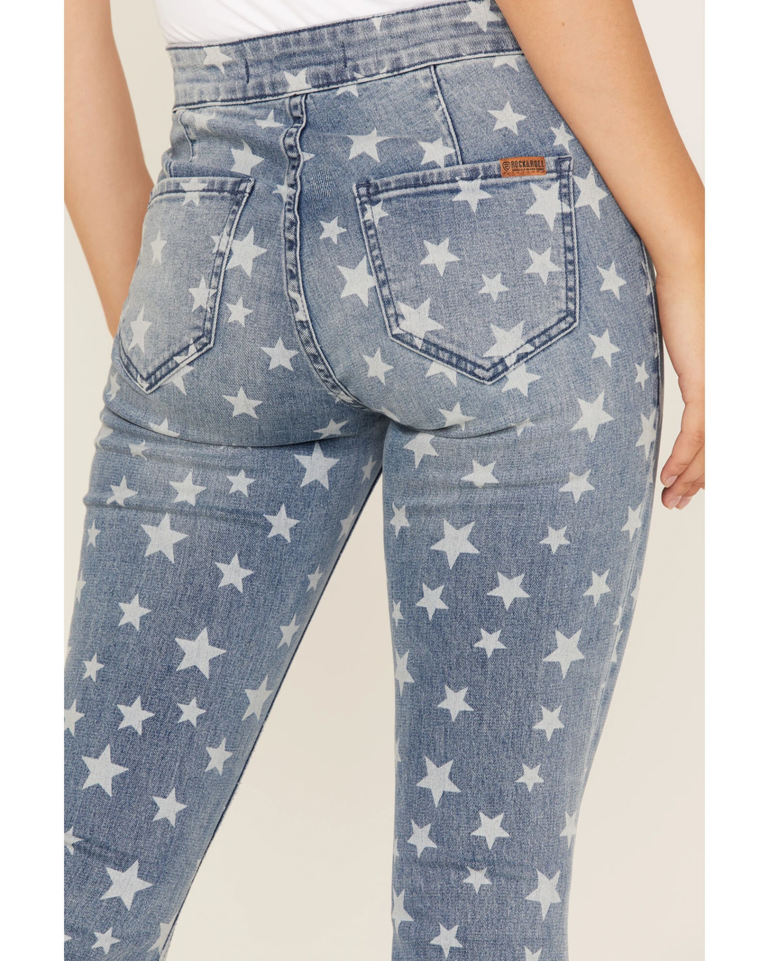 Rock & Roll Denim Women's Medium Wash High Rise Star Print Flare Jeans - Image 2