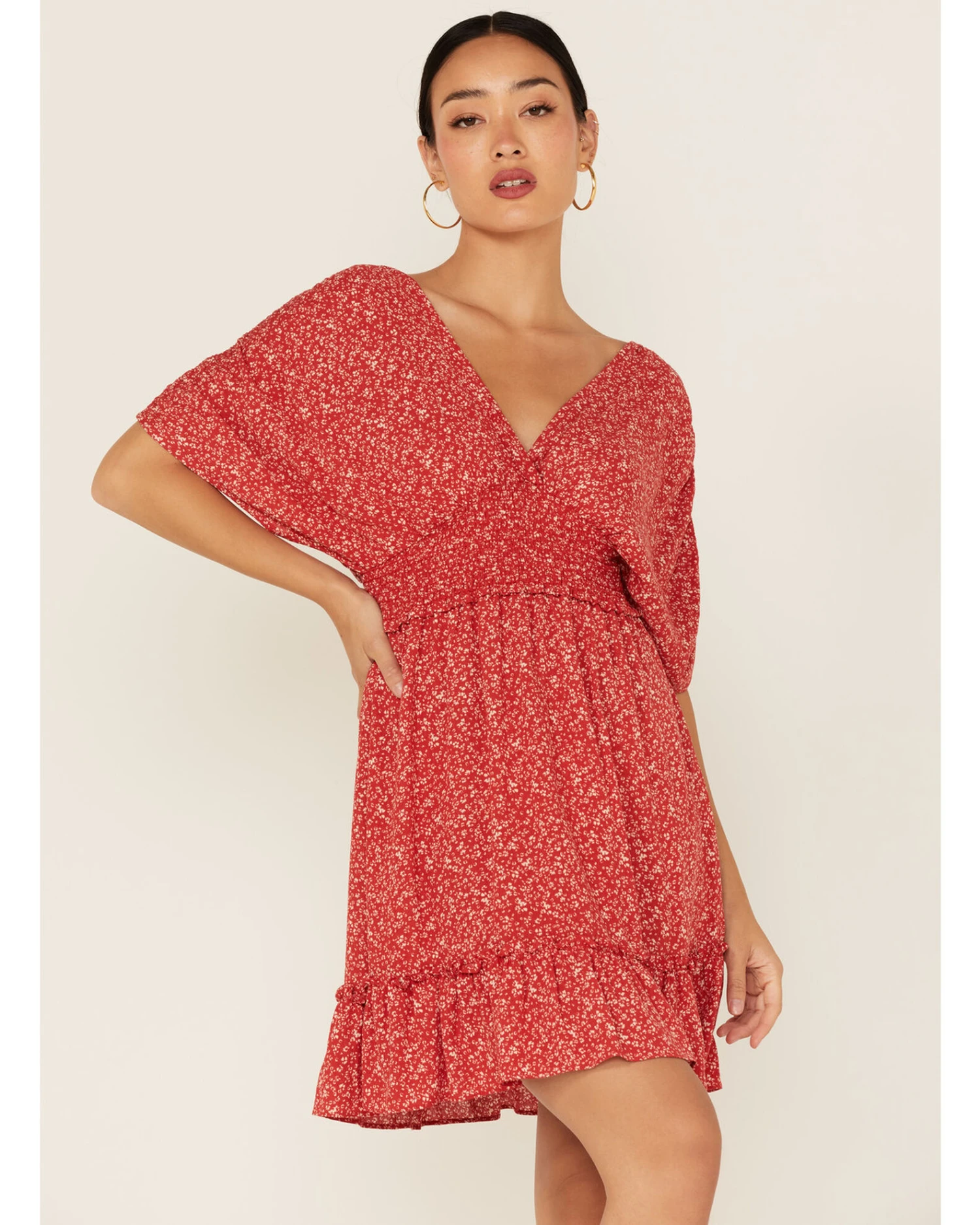 Lush Women's Ditsy Floral Print Dolman Dress - Image 2