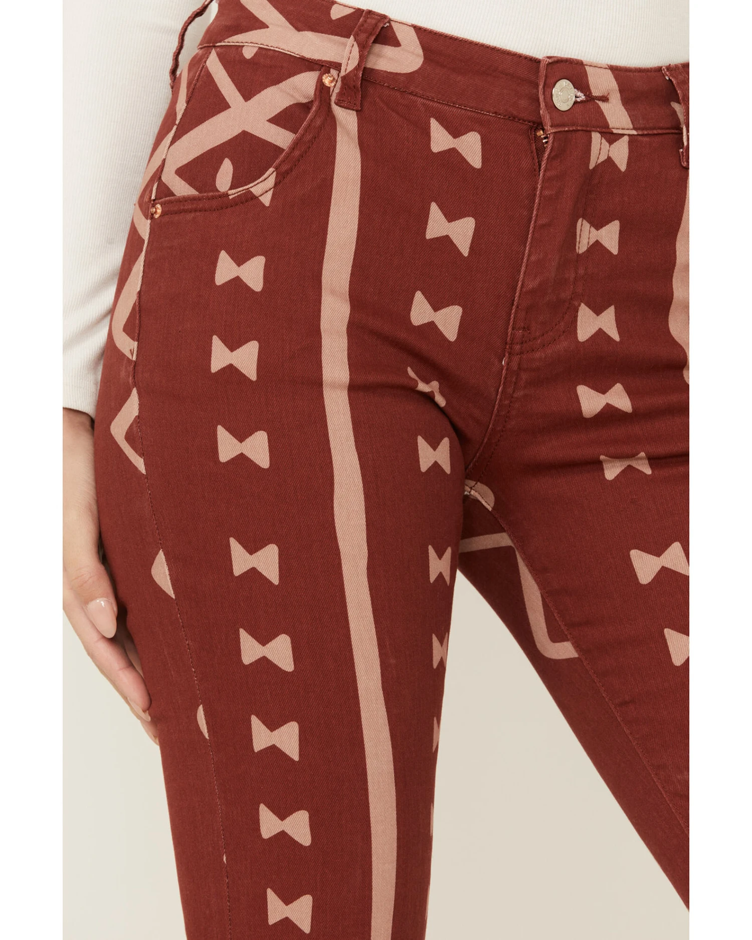 Ranch Dress'n Women's Mudcloth Print High Rise Super Flare Jeans - Image 3