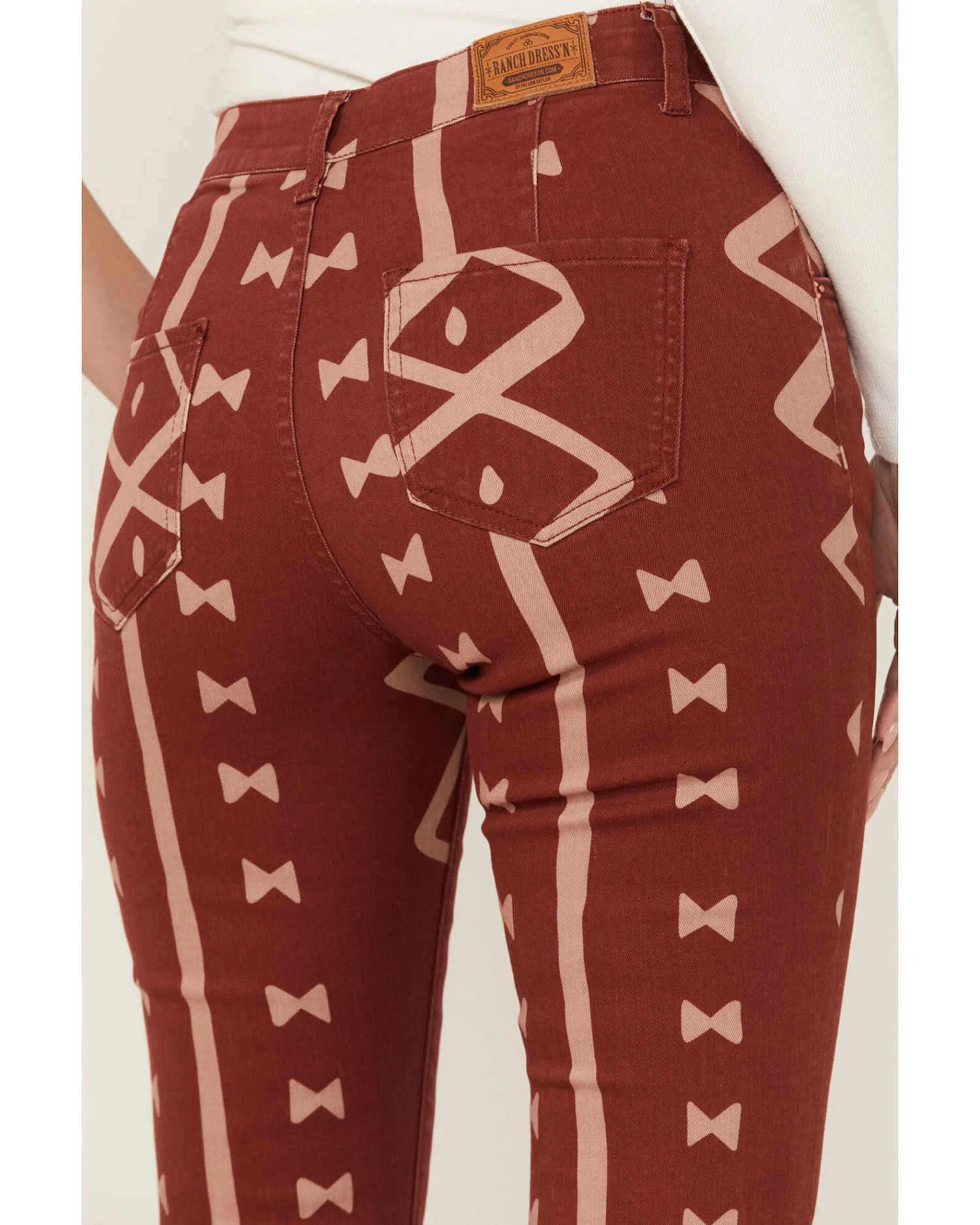 Ranch Dress'n Women's Mudcloth Print High Rise Super Flare Jeans - Image 2