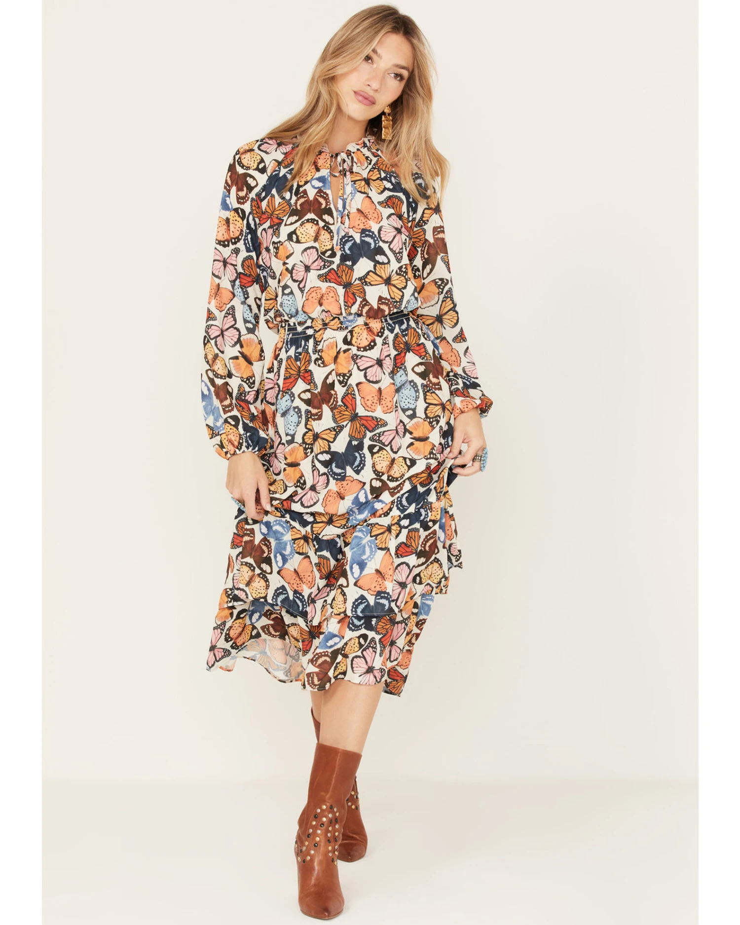 Show Me Your Mumu Women's Cait Butterfly Print Midi Dress - Image 4