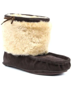 Superlamb Women's Navajo Moc Pull On Suede Booties - Moc Toe