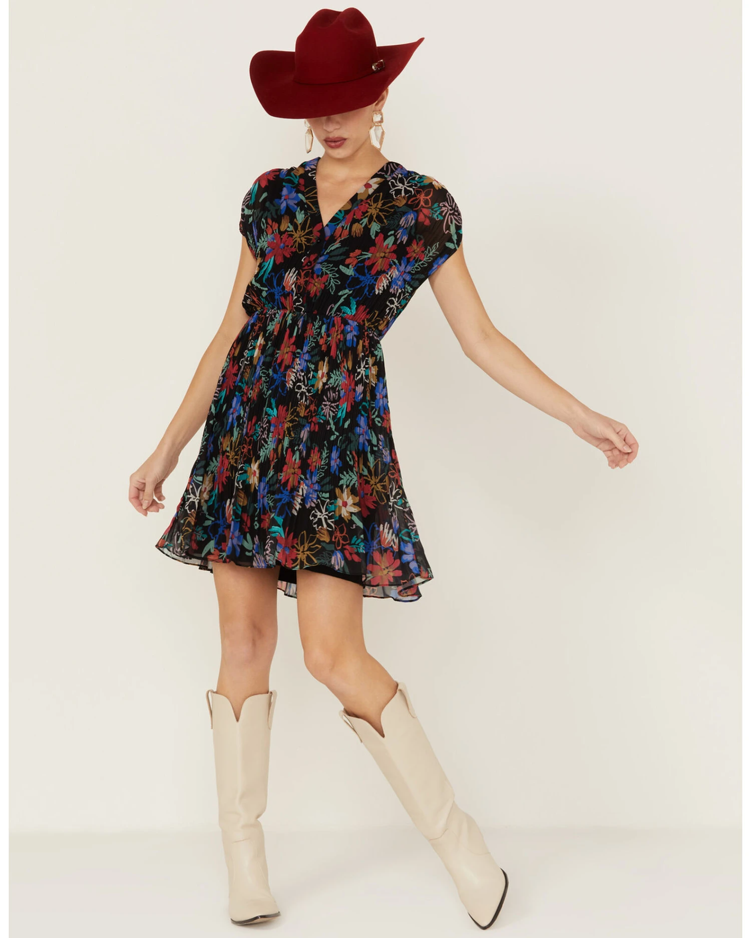 Molly Bracken Women's Floral Print Pleated Short Sleeve Dress - Image 2