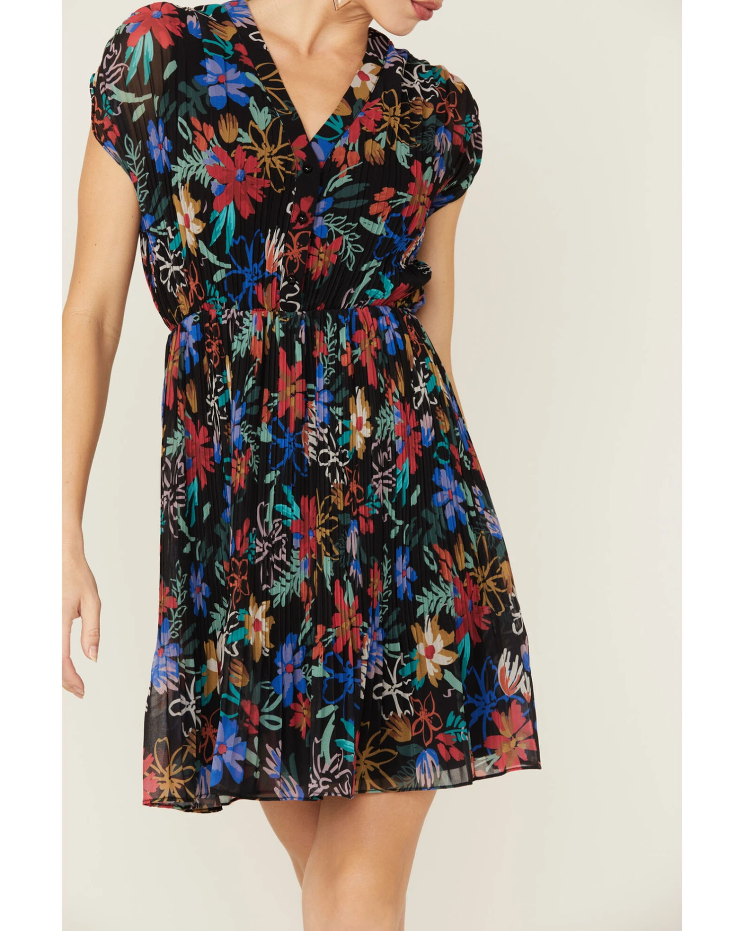 Molly Bracken Women's Floral Print Pleated Short Sleeve Dress - Image 3