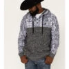 Hooey Men's Heathered Southwestern Print 1/4 Button Down Hooded Pullover