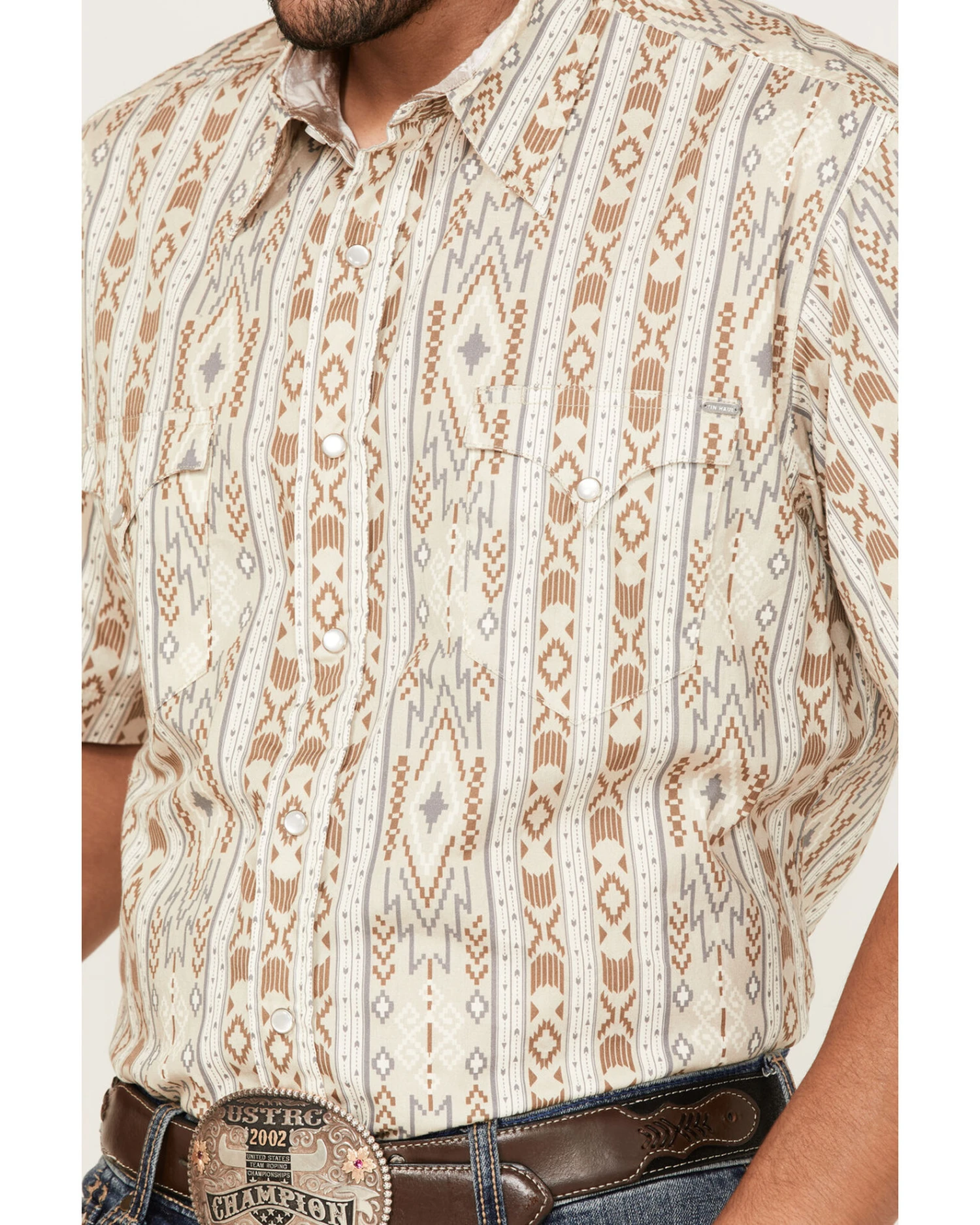 Tin Haul Men's Wallpaper Southwestern Print Short Sleeve Pearl Snap Western Shirt - Image 2