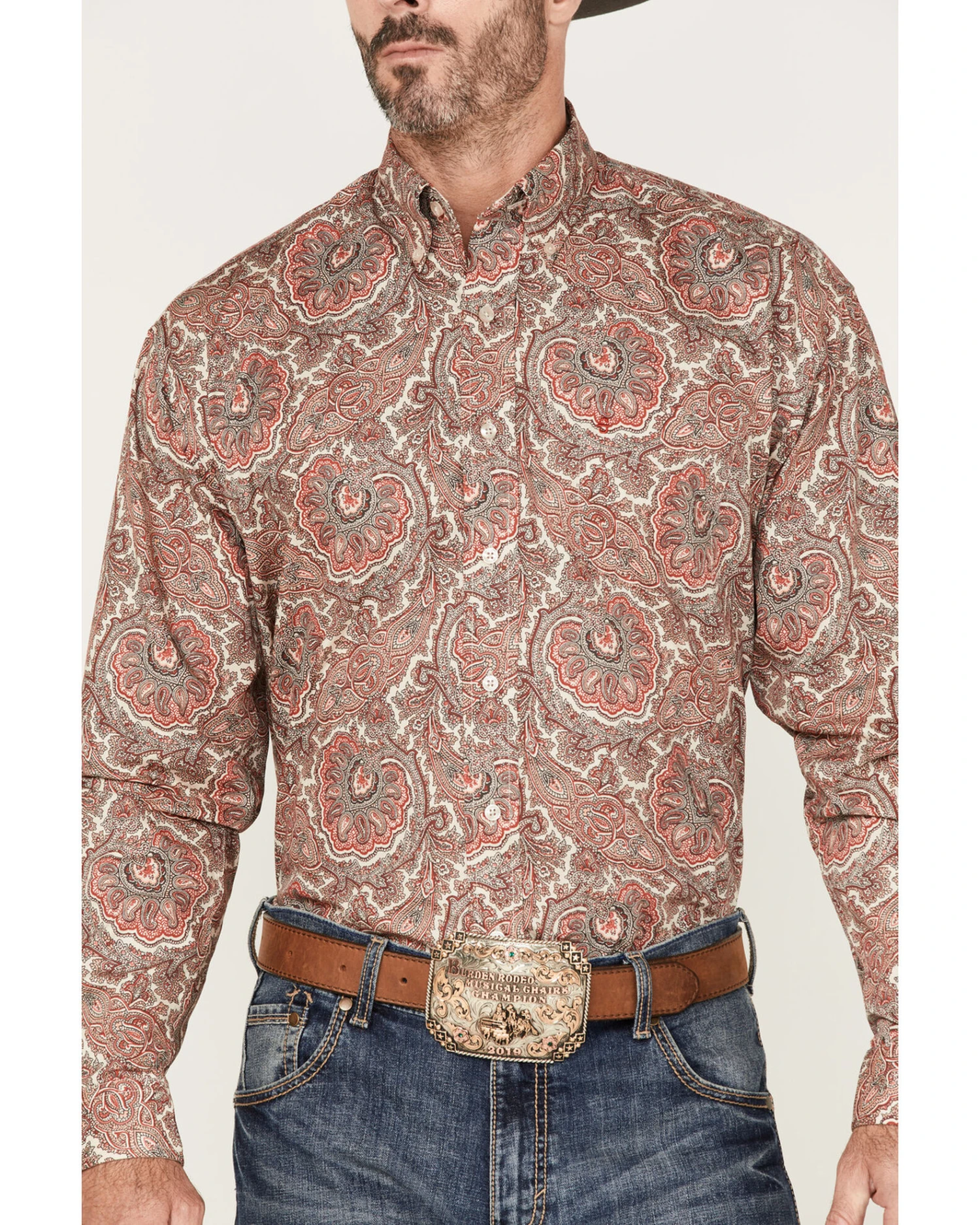 Stetson Men's Paisley Print Long Sleeve Button Down Western Shirt - Image 2