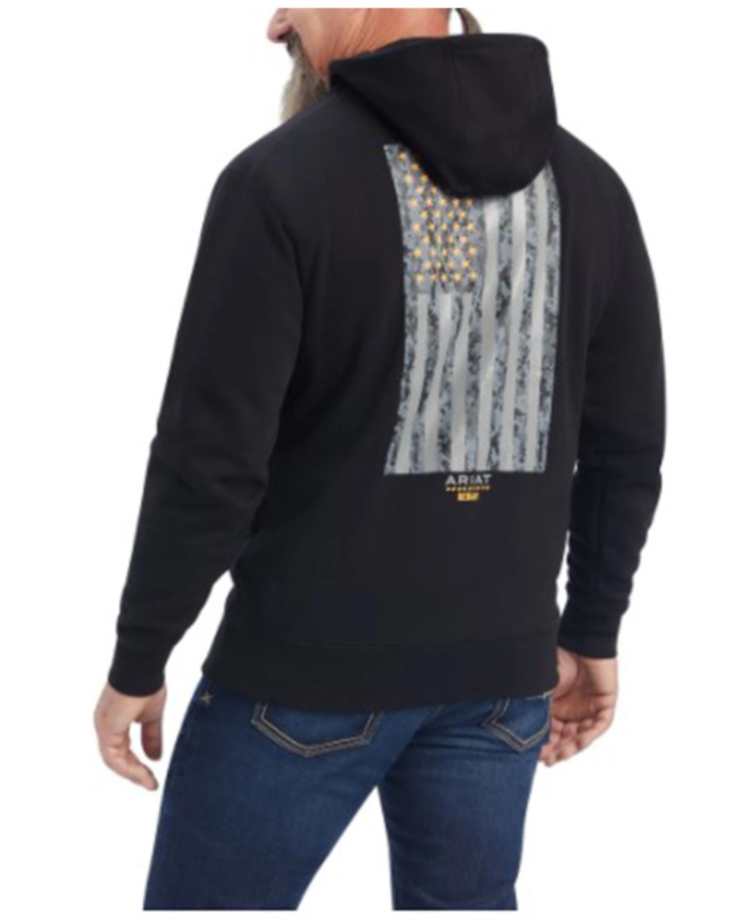 Ariat Men's Rebar Workman Reflective Flag Graphic Hooded Work Jacket - Big & Tall - Image 2