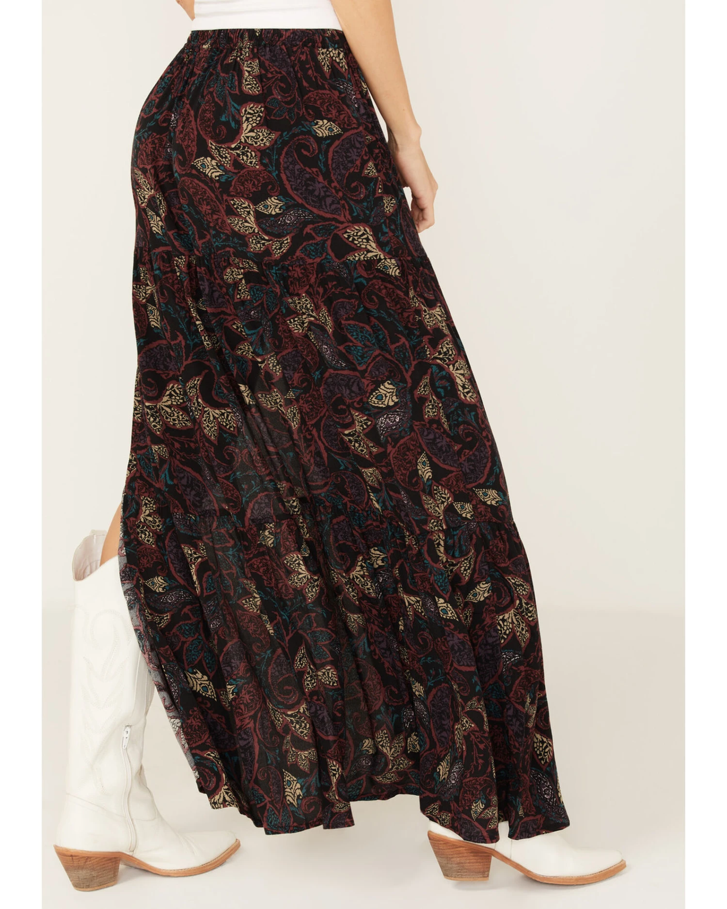 Shyanne Women's Paisley Print Slit Maxi Skirt - Image 3