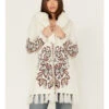 Shyanne Women's Paisley Knit Fringe & Faux Fur Cardigan