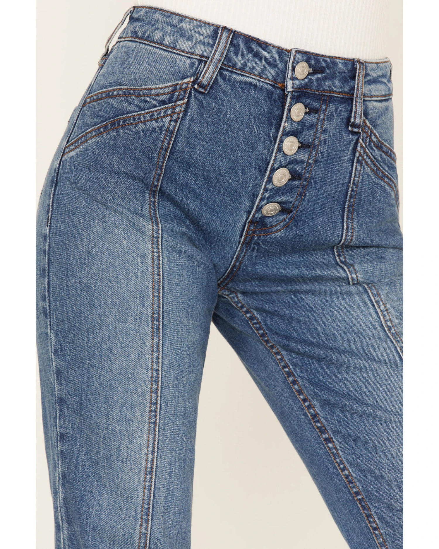 Cleo + Wolf Women's High Rise Straight Dark Wash Denim Jeans - Image 2