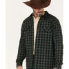 Cody James Men's Alder Tree Plaid Button Down Bonded Western Flannel Shirt Jacket
