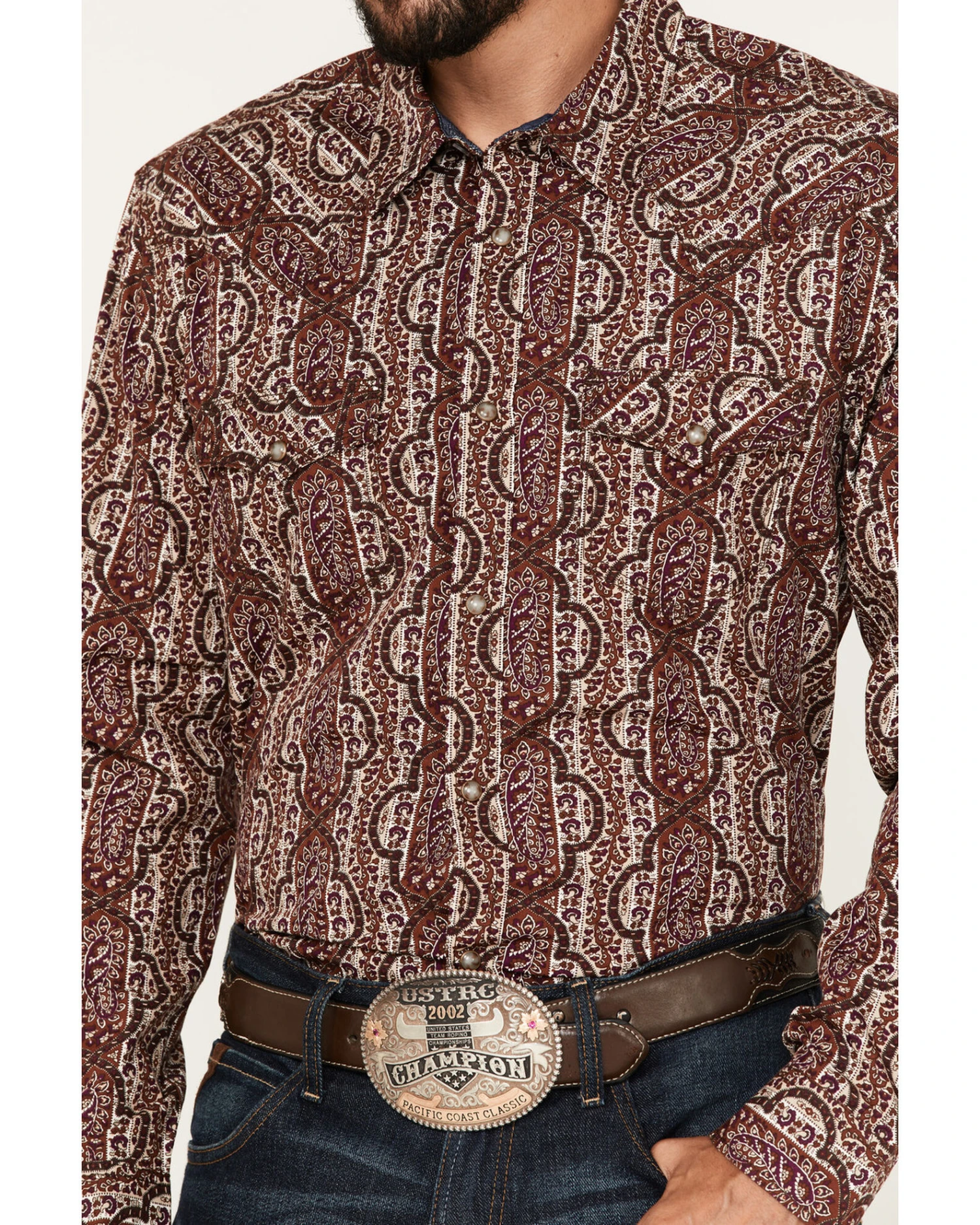 Moonshine Spirit Men's Sundays Best Paisley Stripe Snap Western Shirt - Image 4