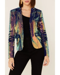 Any Old Iron Women's Oil Slick Sequin Blazer Jacket