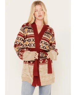Wrangler Retro Women's Southwestern Print Hooded Cardigan