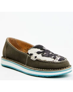 Myra Bag Women's Raven Cow Hair Slip-On Shoe - Moc Toe