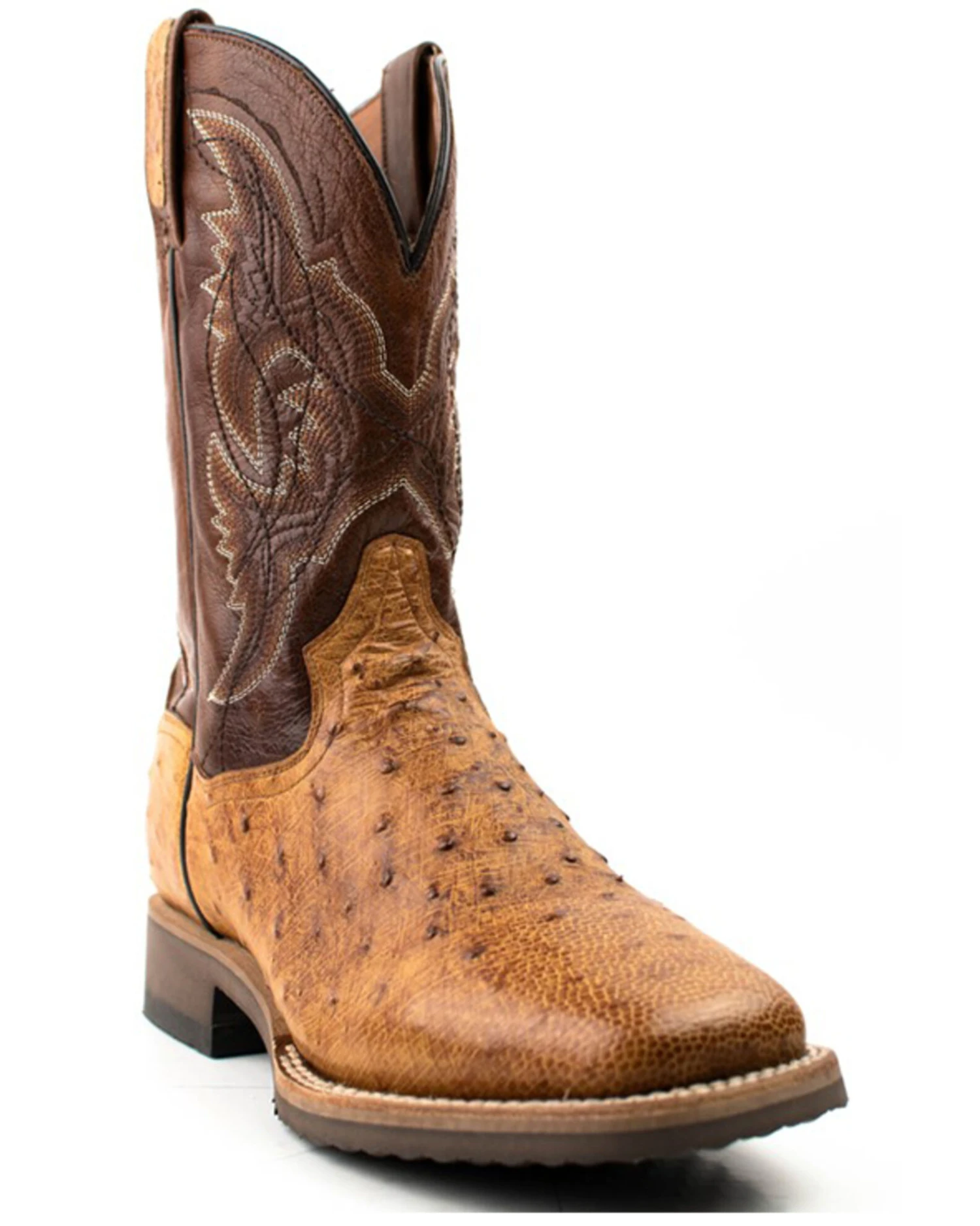 Dan Post Men's Saddle Hand Quill Ostrich Western Boots - Broad Square Toe - Image 3
