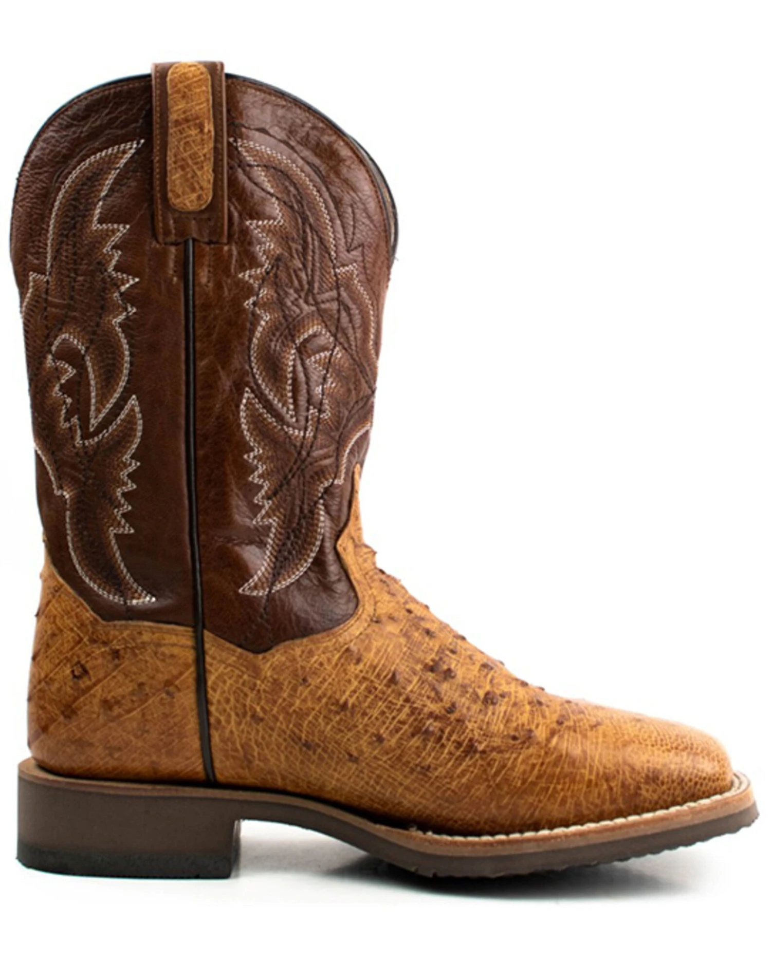 Dan Post Men's Saddle Hand Quill Ostrich Western Boots - Broad Square Toe - Image 5