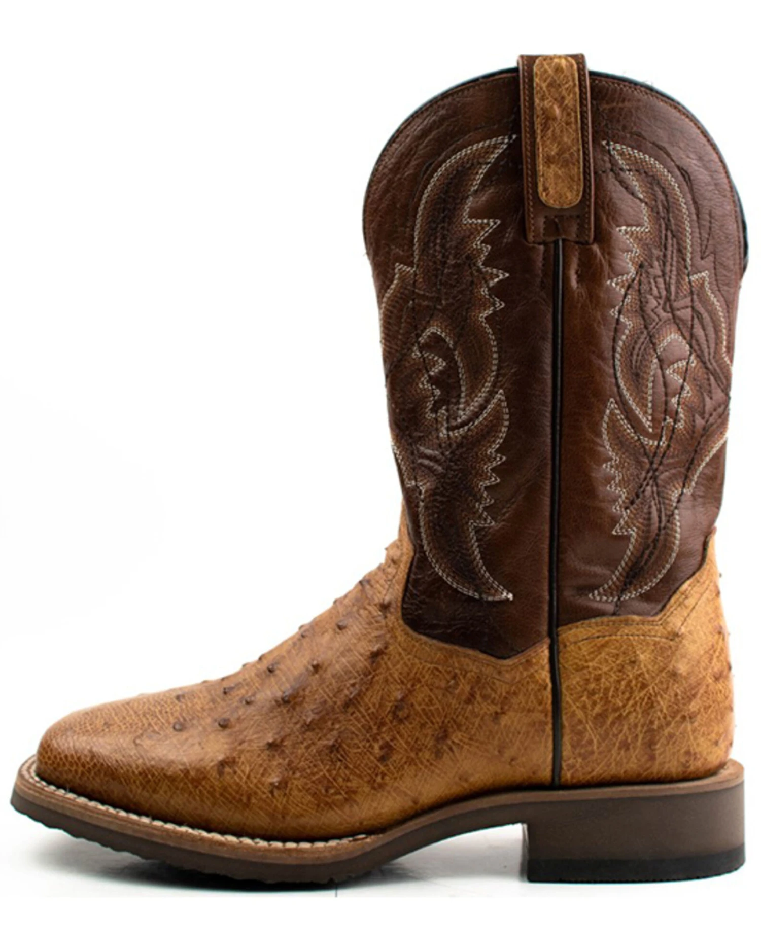 Dan Post Men's Saddle Hand Quill Ostrich Western Boots - Broad Square Toe - Image 4