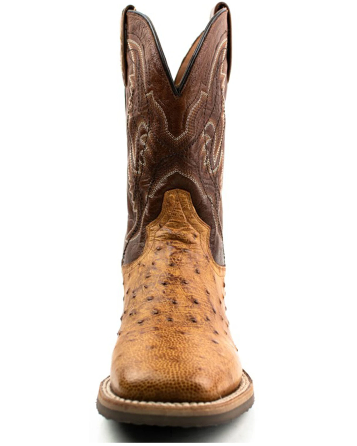 Dan Post Men's Saddle Hand Quill Ostrich Western Boots - Broad Square Toe - Image 2