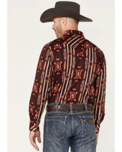 Rock & Roll Denim Men's Southwestern Stripe Stretch Long Sleeve Pearl Snap Shirt