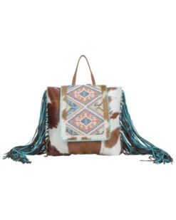 Myra Bag Women's Southwestern Hair-On Hide Fringe Backpack Bag