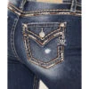 Miss Me Women's Dark Wash Mid Rise Embroidered Rhinestone Distressed Straight Jeans