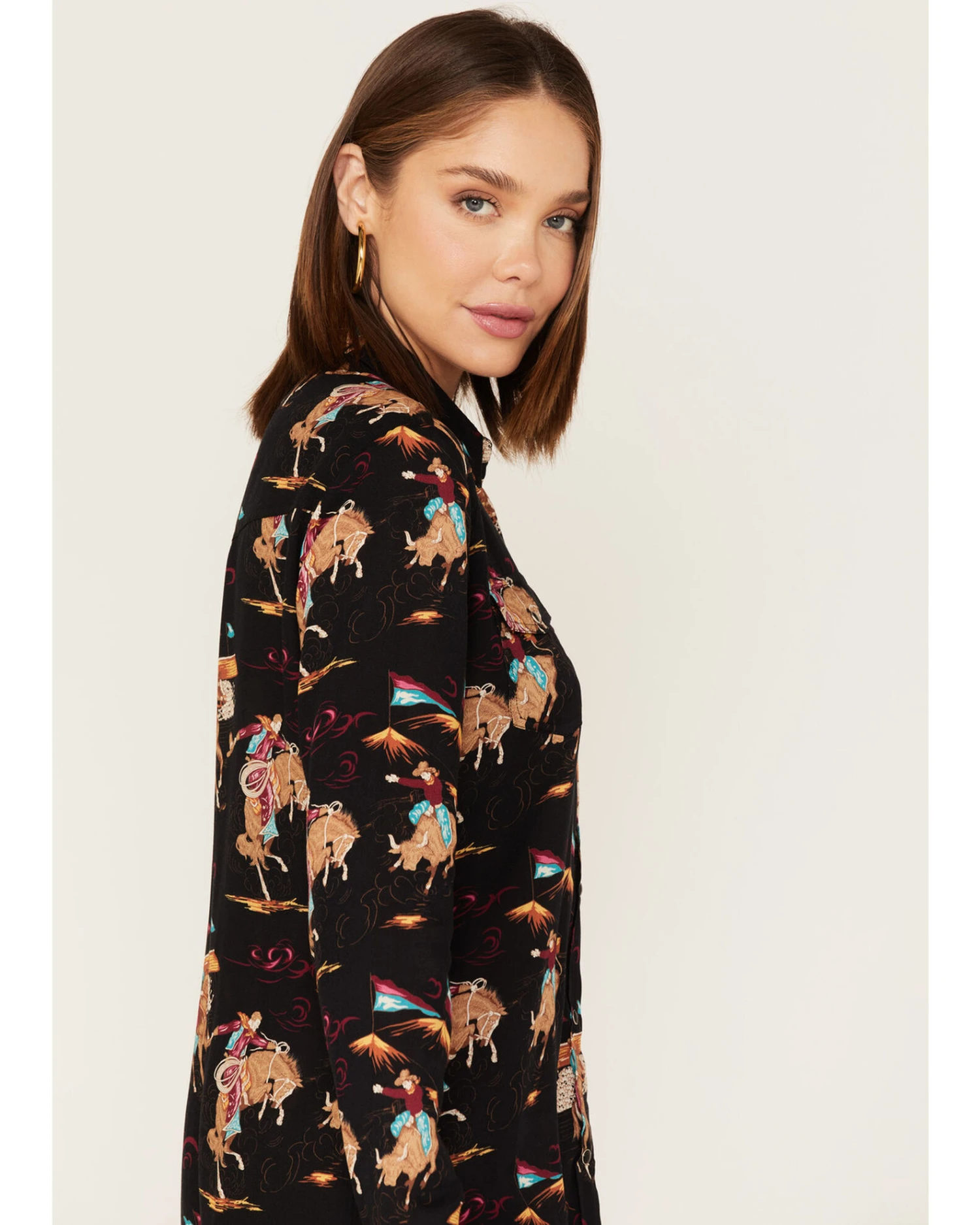 ROPER Karman Women's Retro Rodeo Print Shirt Dress - Image 4