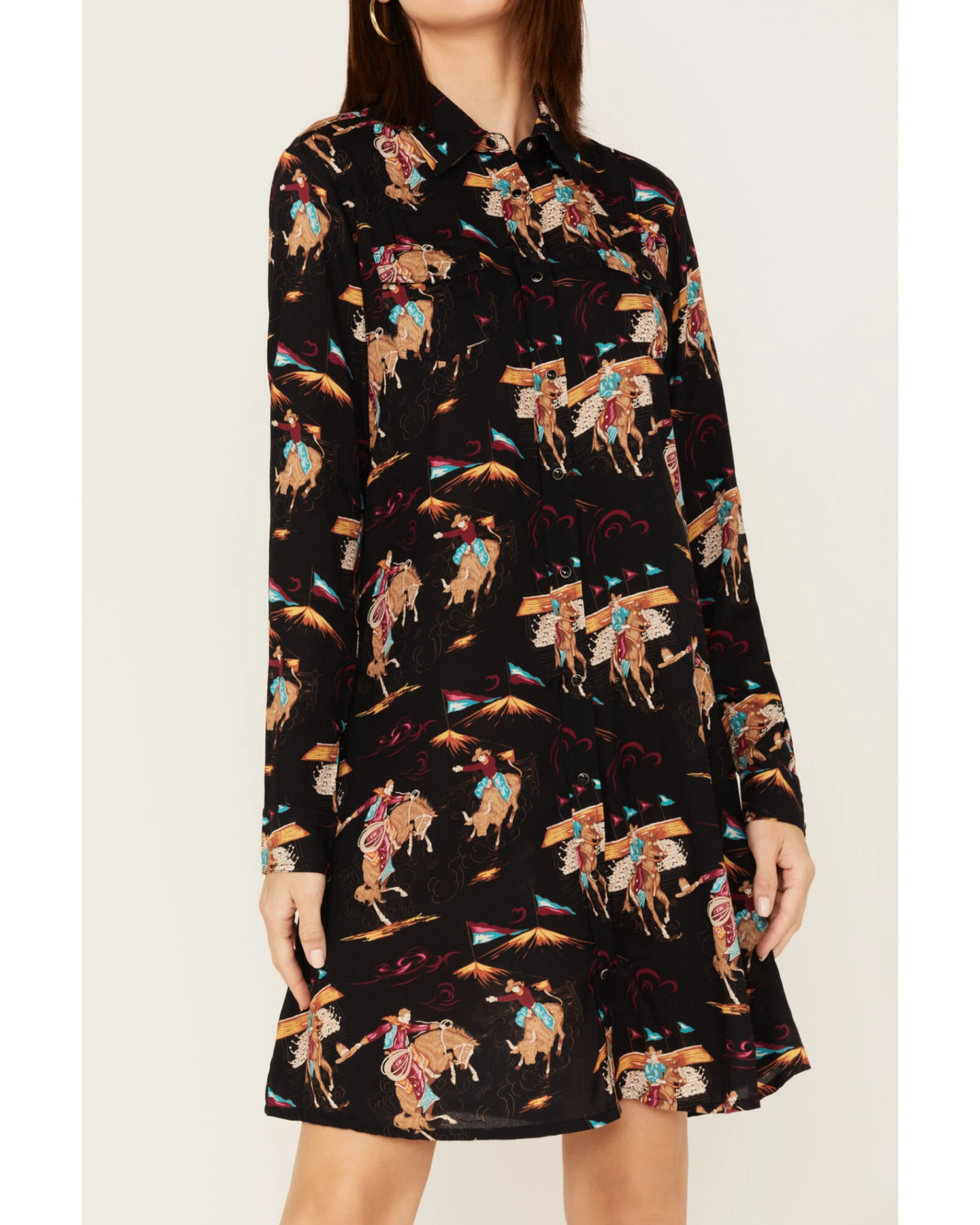 ROPER Karman Women's Retro Rodeo Print Shirt Dress