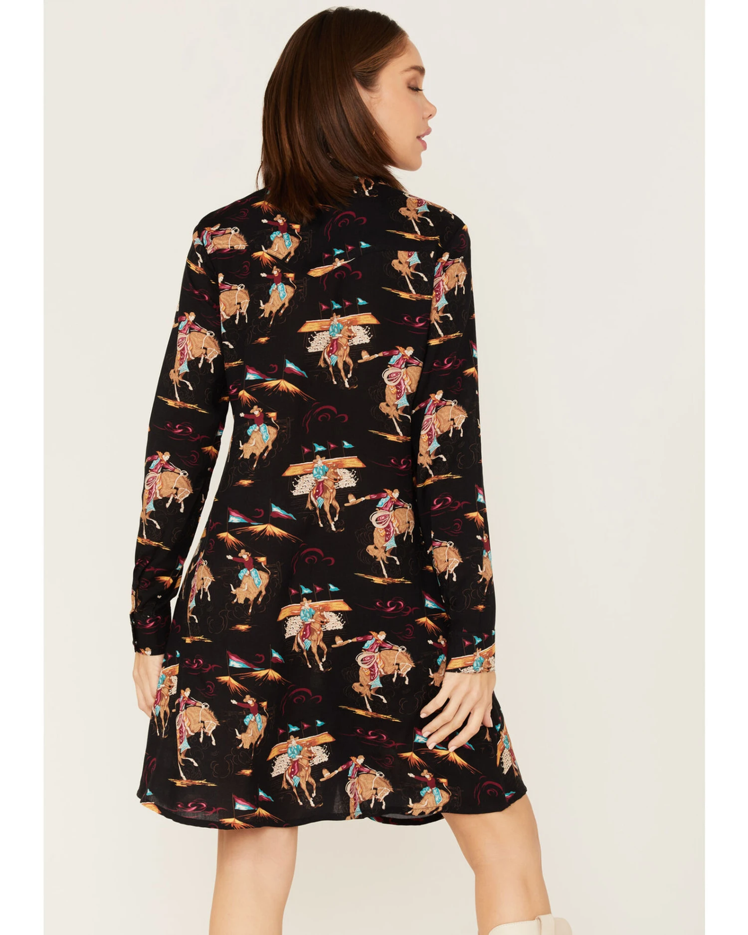 ROPER Karman Women's Retro Rodeo Print Shirt Dress - Image 2